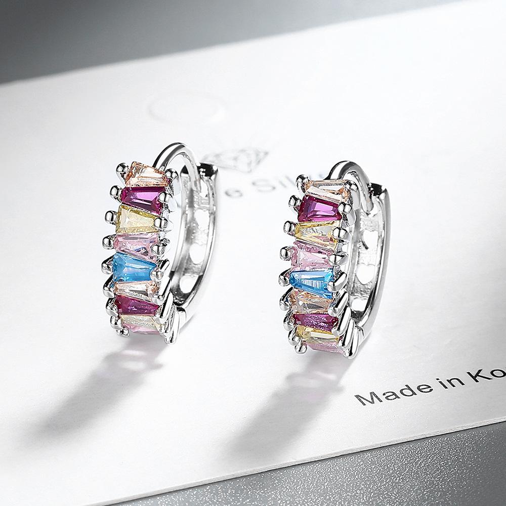 Colored Zircon French Hollow Earrings