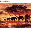 Elephants Landscape DIY Digital Painting By Numbers Modern Wall Art Canvas Painting Unique Gift For Home Decor 60x75cm