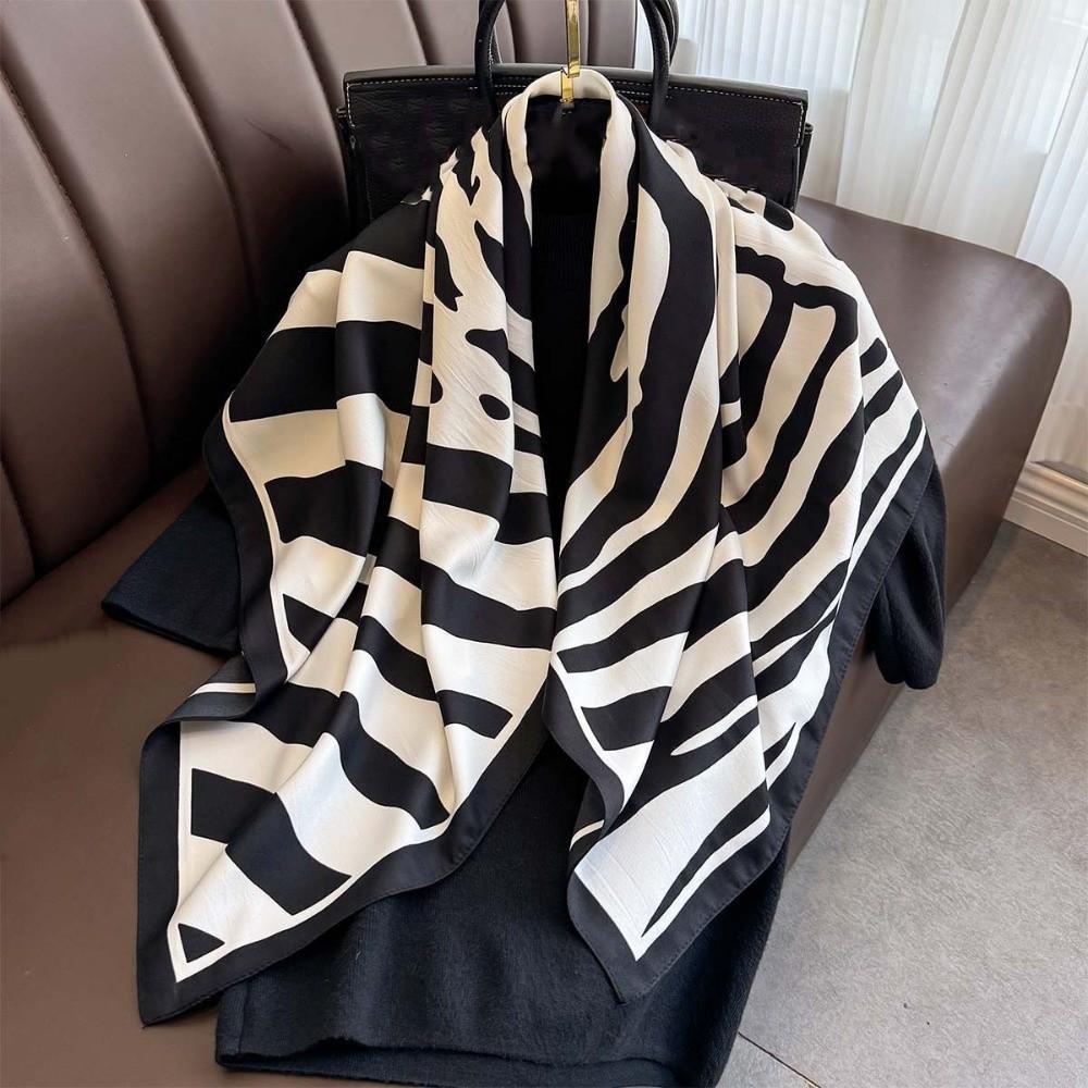 Breathable Stripes Square Headscarf Lightweight Printed Silk Scarf 90 CM Square Scarf Outdoor