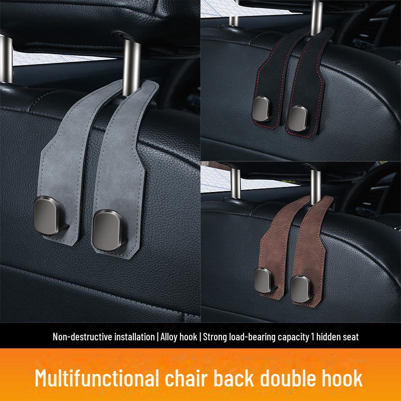Suede Leather & Diamond Car Headrest Hook for Rear Seat Storage