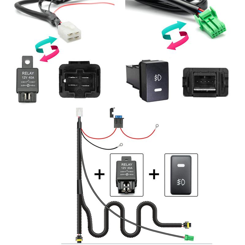 H11 H8 H9 880 881 Fog Light Wiring Harness Socket Wire Connector with 40A Relay ON/Off Switch Kits for Toyota GM Hyundai Accent