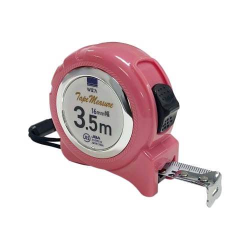 WIZ'A Arcland Sakamoto Locking Tape Measure, Convex, Pink, JIS Standard, 16mm Wide X 3.5m Long, 478138640