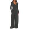 Women Casual Solid Loose Wide Leg Pants And Top Two Piece Set