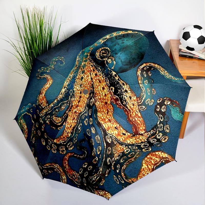 Retro Cthulhu Octopus Umbrella Automatic Open/close, Sturdy Iron Frame & 8-Rib Struct, Umbrella for Women & Men, Christmas Gifts