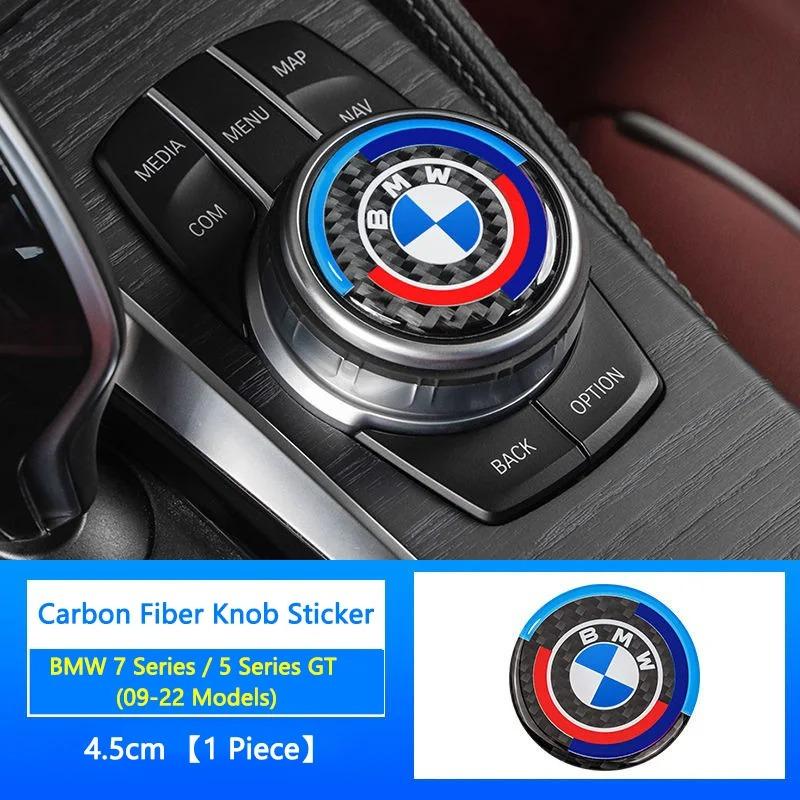 4.5CM 4.8CM Carbon Fibre Car Center Console Knob Stickers Decoration Accessories For BMW 1 2 3 4 5 6 Series GT Z4 X3 X4 X5 X6 X7 bzvm78
