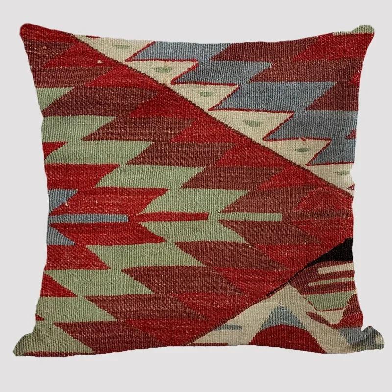 Vintage Kilim Cushion Cover Boho Ethnic Geometric Throw Pillowcase Peach Skin Decorative Pillow For Sofa Living Room Home Decor
