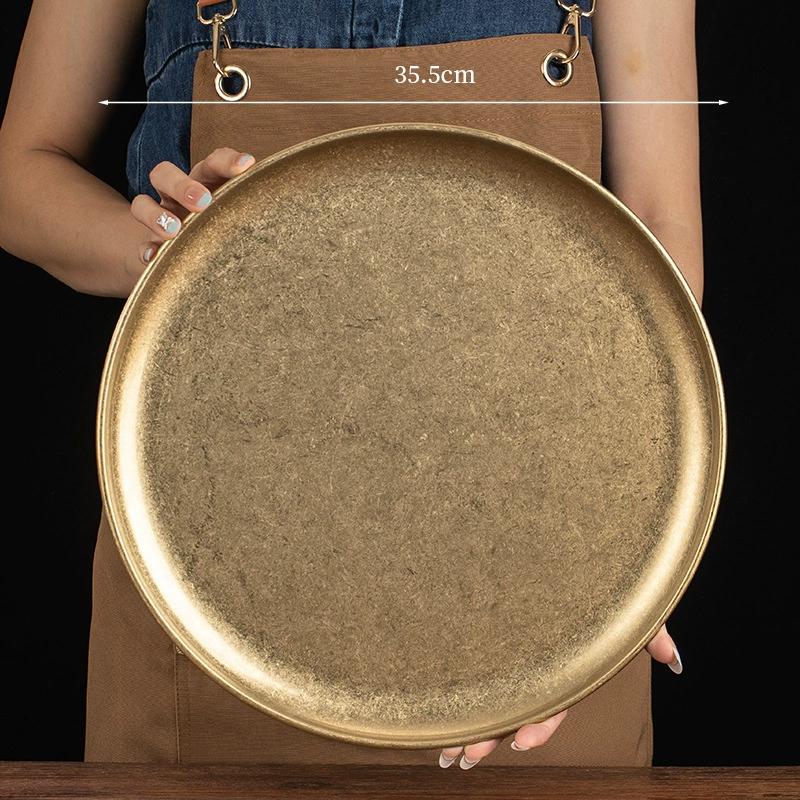 Vintage Korean Style Round Stainless Steel Plates Multi-Purpose Serving Trays Bone Dishes for Dessert Cake Coffee Tableware
