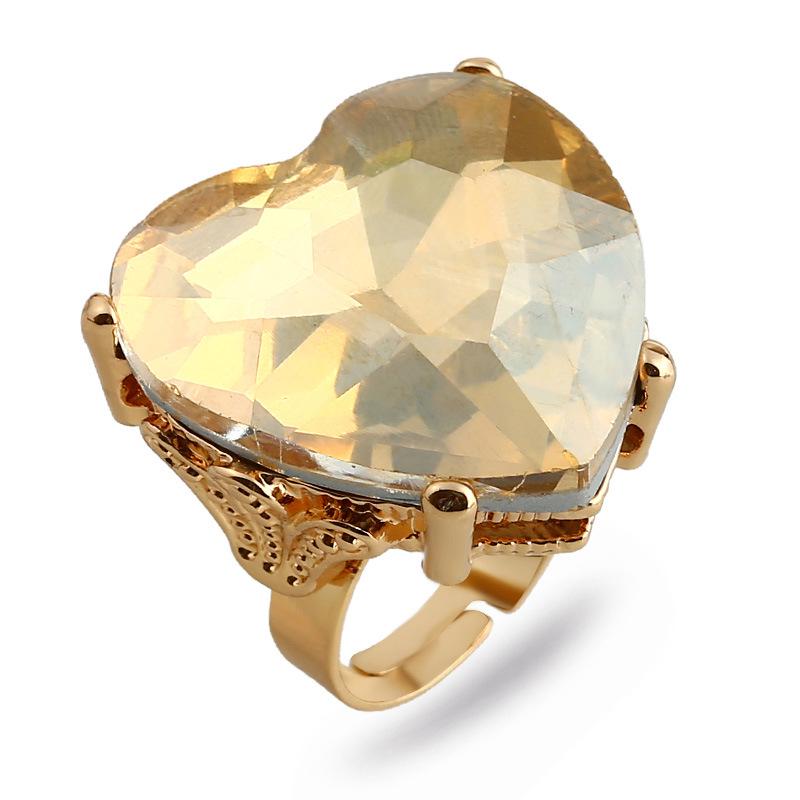 Luxury European  American Style Middle Eastern Fashion Gem Ring Adjustable Open