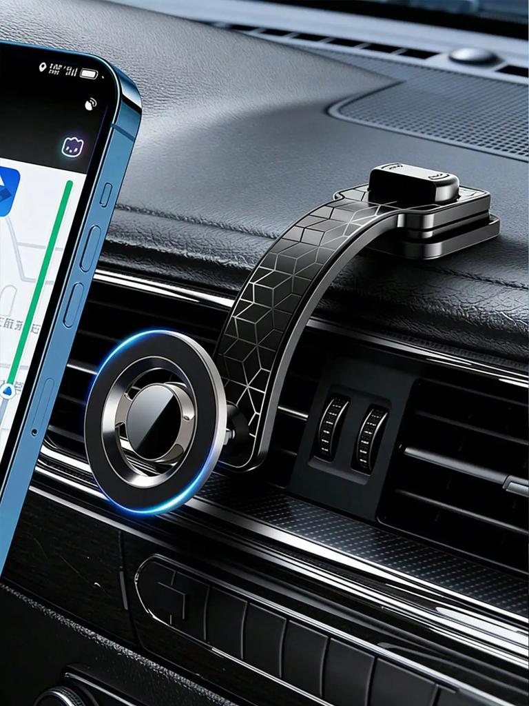 Flexible Magnetic Car Phone Mount – Adjustable Aluminum Alloy Arm, 360° Rotation, Universal Fit for iPhone & All Smartphones