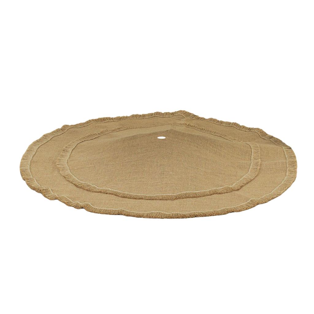 Natural Burlap Christmas Tree Skirt Eco Friendly Durable Decoration For 24 36 48 Inch Trees With Adjustable Straps