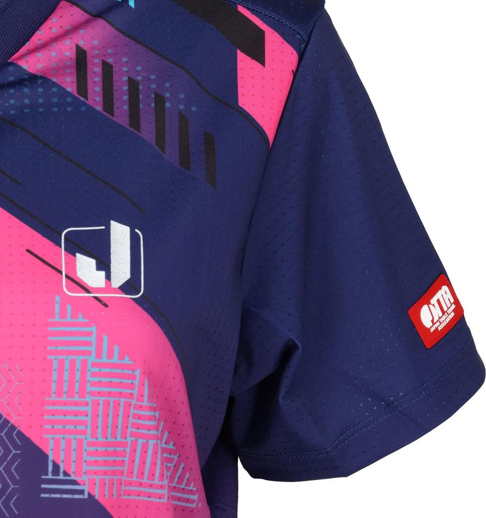 JUIC Table Tennis Game Shirt Galaxy-J J.T.T.A (Japan Table Tennis Association) Approved Women's Navy Pink (NP) XL 5660