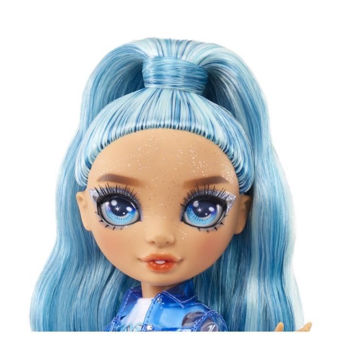 Rainbow high poupée mannequin avec kit de slime et animal de compagnie - skyler (bleu) - poupée pailletée 28 cm avec kit de slime