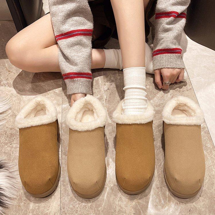 Snow Boots Women's Fall and Winter Retro Fashion Hopscotch Small People Heightening Thick Bottom Warm Casual Cotton Shoes