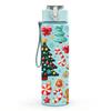 1PC Christmas Gnome Gift Festive Doodle Print 750ml Color Plastic Sports Water Bottle Leakproof Flip Straw Lid Suitable for Sports Office Home Use