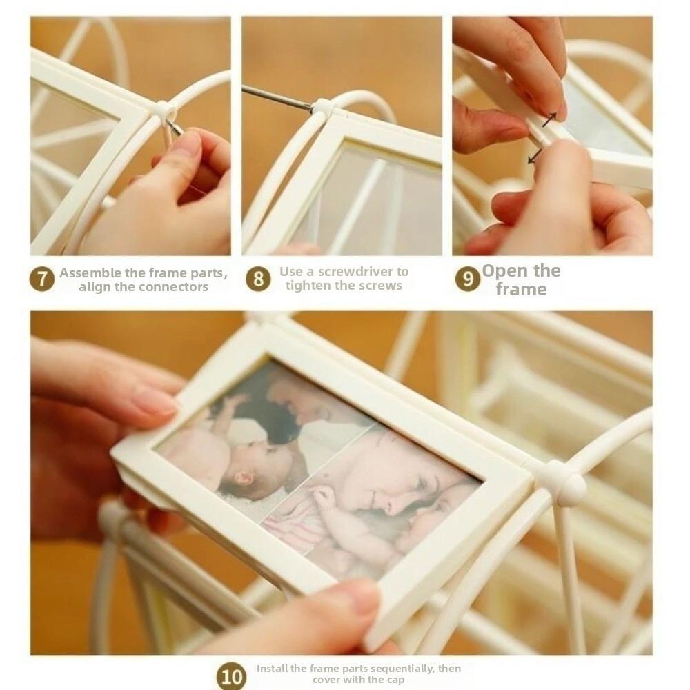 360° Spin Ferris Wheel Photo Frame Vintage Photo Display Shelf Rotatable Photo Frame Living Room