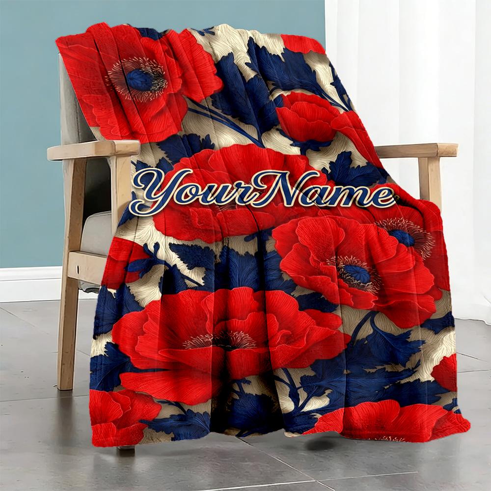 Rose Personalized Text Blanket Lightweight Customizable Blanket Ultra-Soft Versatile for Sofa Couch Chair Livingroom Four Seasons Universal
