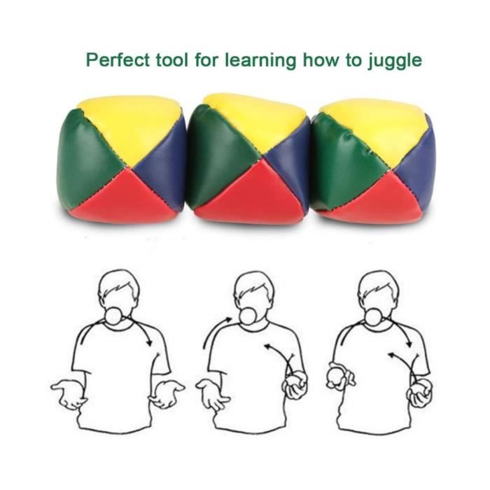 Balles de Jonglage - Mini Balles en Cuir PU - 6 Pack - Multicolore - 5 x 5 cm