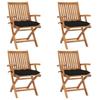 Foldable Garden Chairs with Cushions 4 pcs Solid Teak Wood