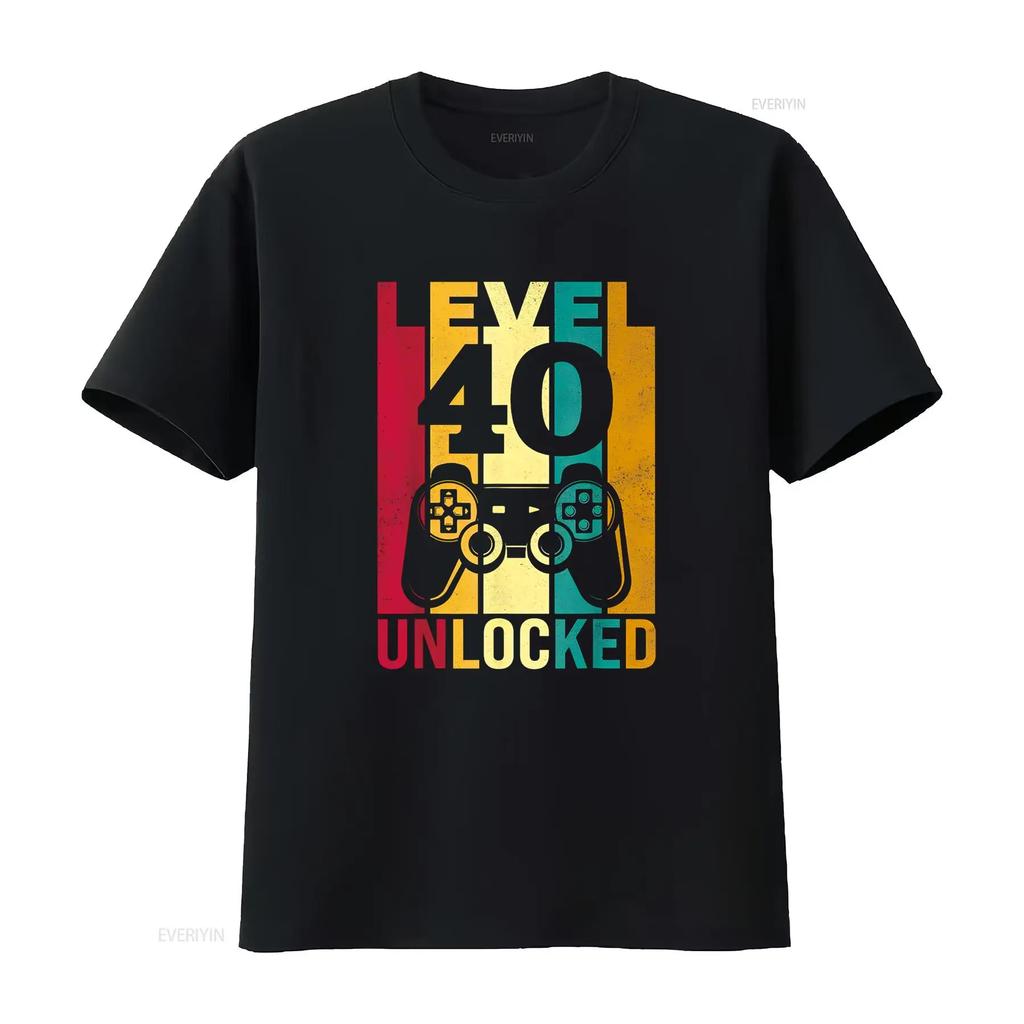Funny Level 40 Unlocked Him Men BDay Turning 40th Birthday T Shirt vintage Washed Stylish fashion Unisex Comfortable homme