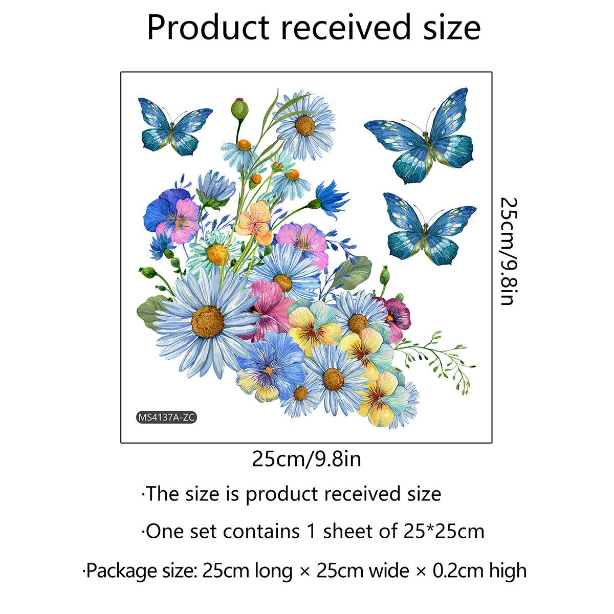 

T268 # Цветок Бабочка Наклейка на стену Ванная комната Декор для туалета Гостиная Шкаф украшения дома Наклейки украсить самоклеющиеся B-25x25cm-PET