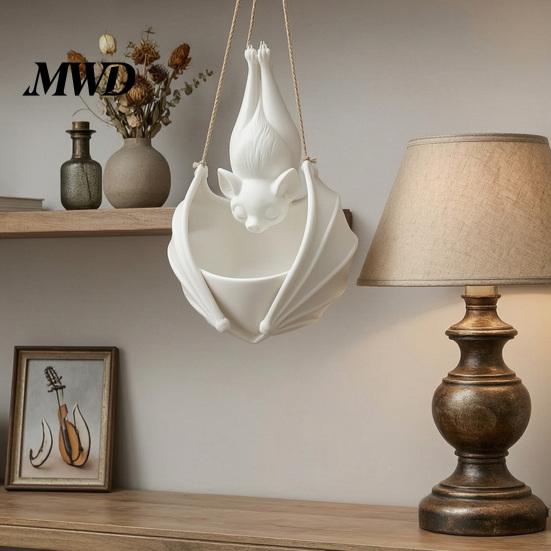 Alternative Gardening Supplies Hanging Bat Plant Pot, Halloween Shaped Planter, 3D Printed Gothic Outdoor Decorations Flower Holder for Indoor