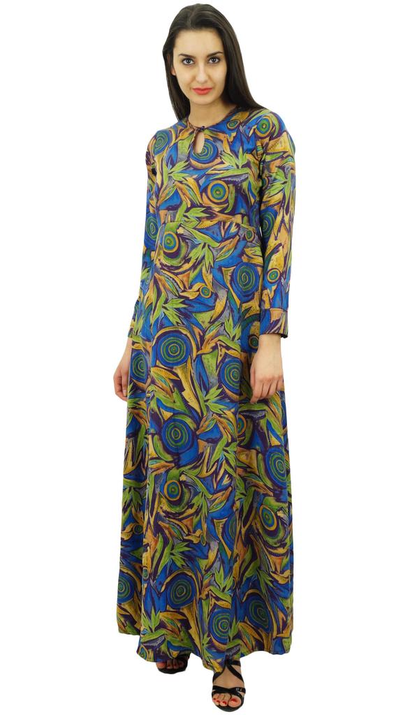Bimba Women's Long Maxi Winter Dress Rayon Printed Jilbab