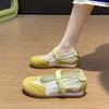 Fashion 2025 Spring Women's Fashion Color Blocked Shallow Mouth Casual Single Shoes Mesh Breathable Comfortable Versatile Flat Sneakers