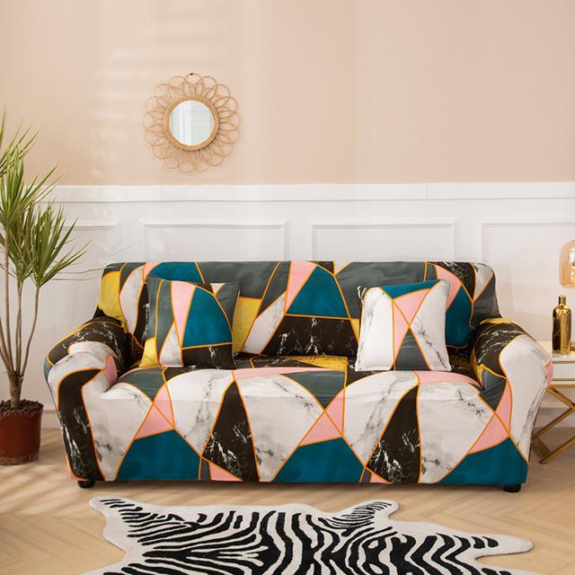 Geometrische große Sofabezüge für Wohnzimmer Ecke Chaiselongue Couch Schonbezüge elastische Sofaschutz Stuhl Sesselbezug 1 Stück