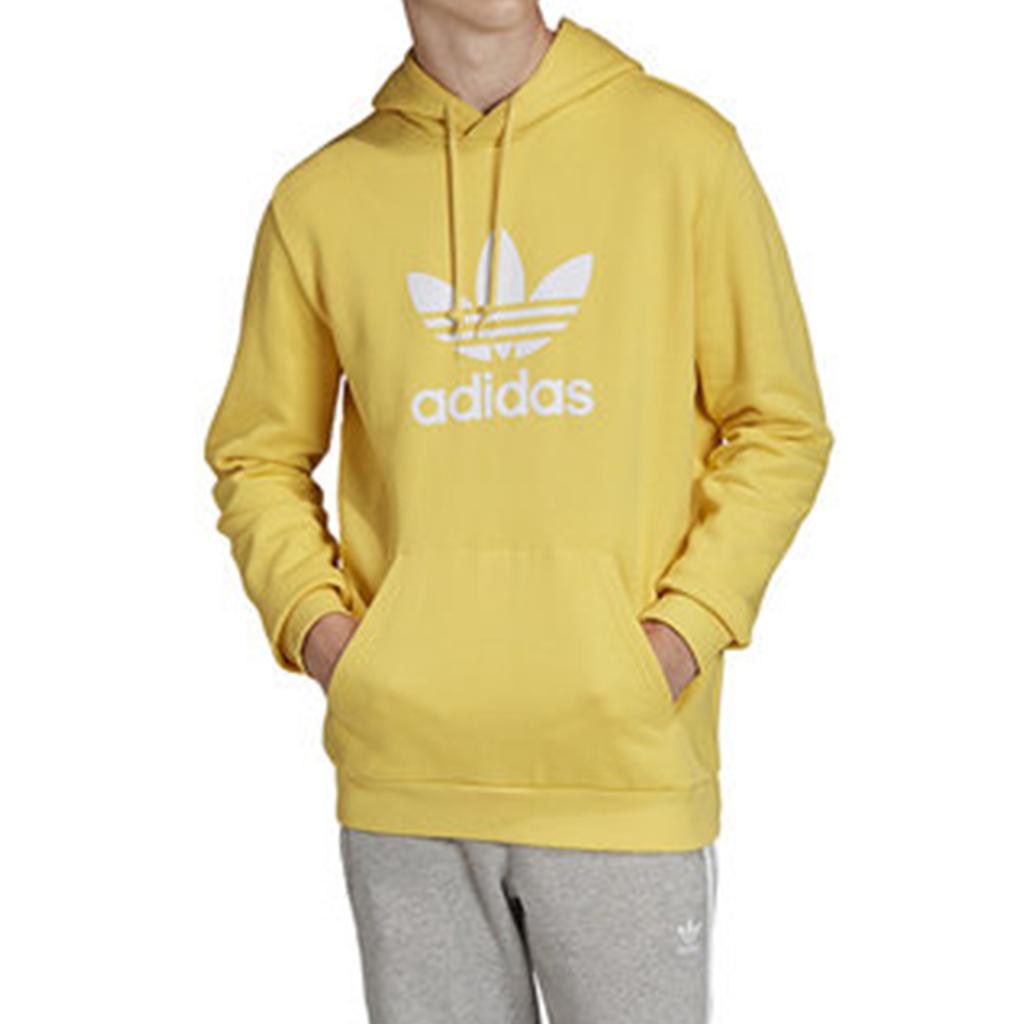 Adidas Originals Trefoil Logo Print Hoodie Men Tops Yellow FM3785