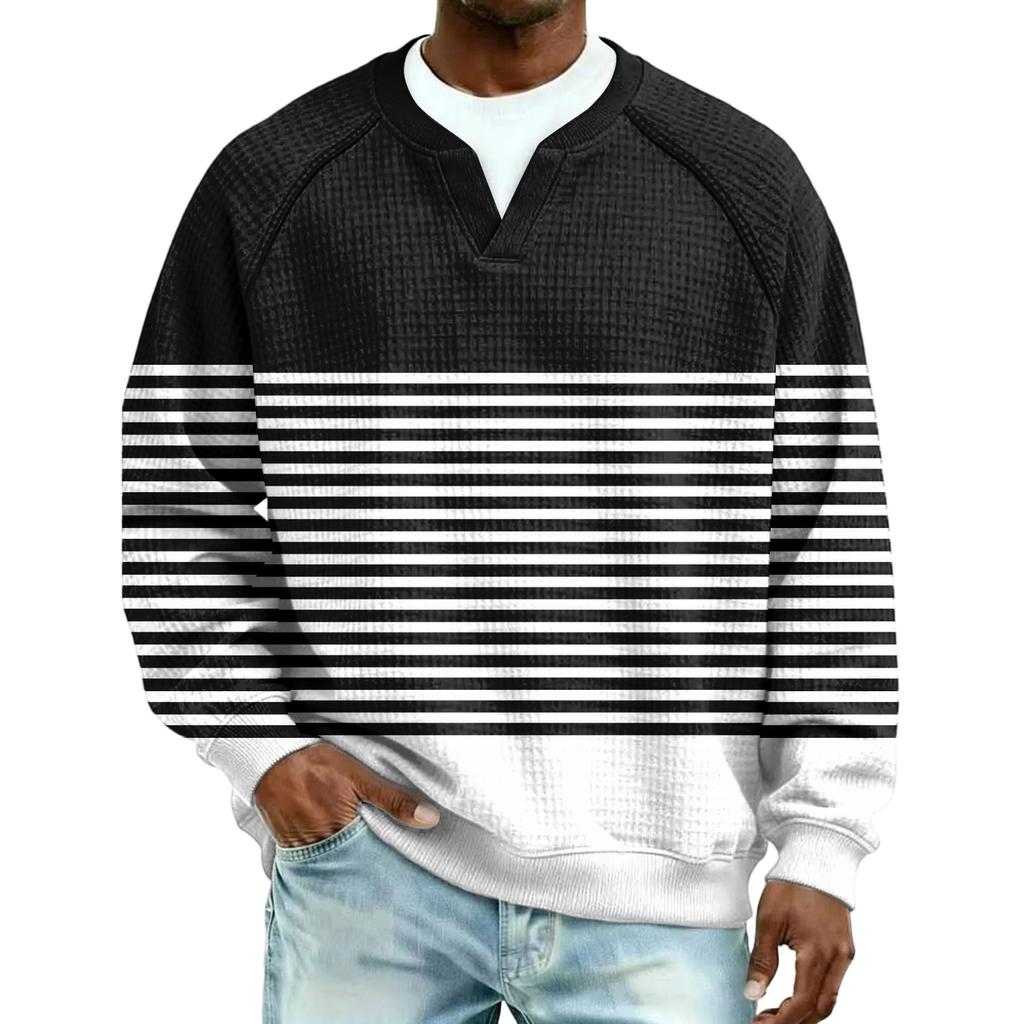 Herrfritidshuva Utomhus V-hals Vågmönster Långärmad