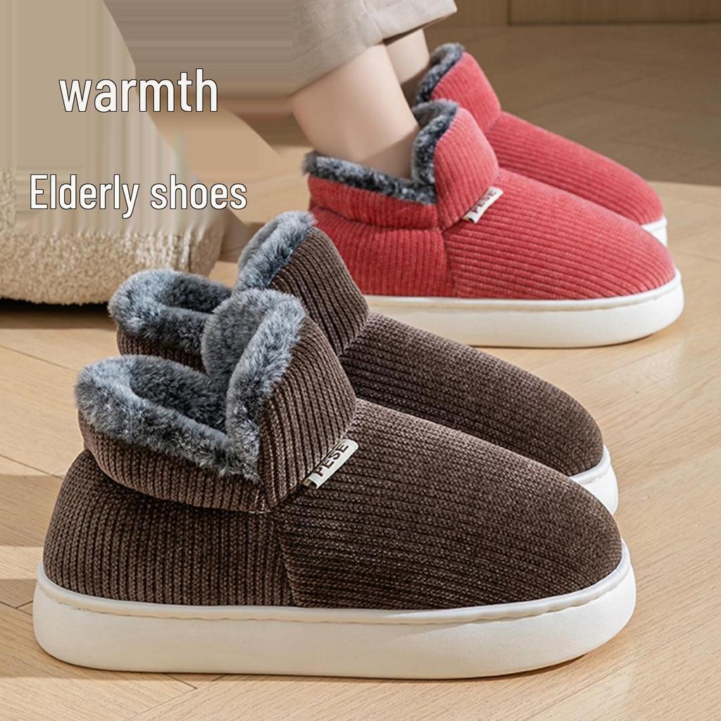 Men's 2025 Closed-Back Cotton Slippers: Thick, Warm, Velvet-Lined, Odor-Resistant Indoor Shoes for Autumn/Winter.