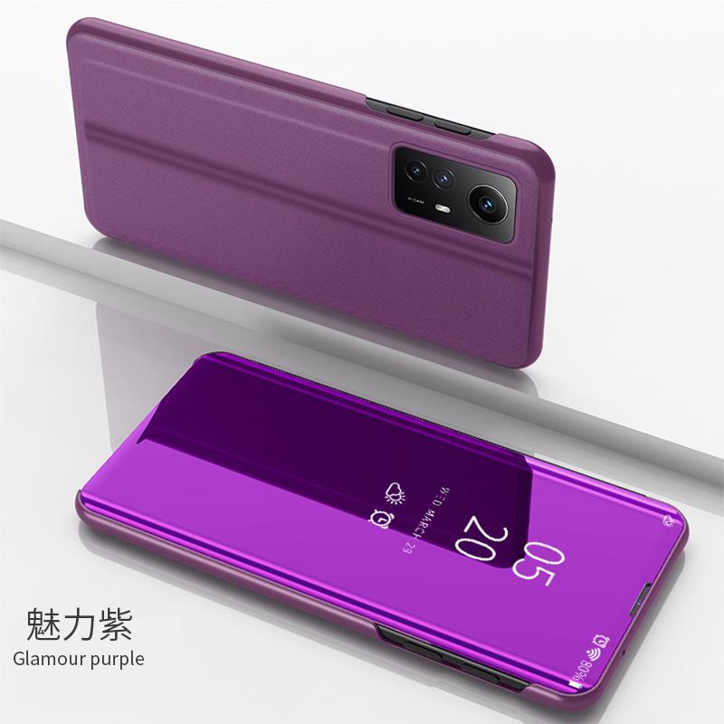 For Redmi Note 12S Case Luxury Mirror Leather Smart Flip Stand Phone Case For Xiaomi Redmi Note 12S Note12S Anti-fall Back Cover