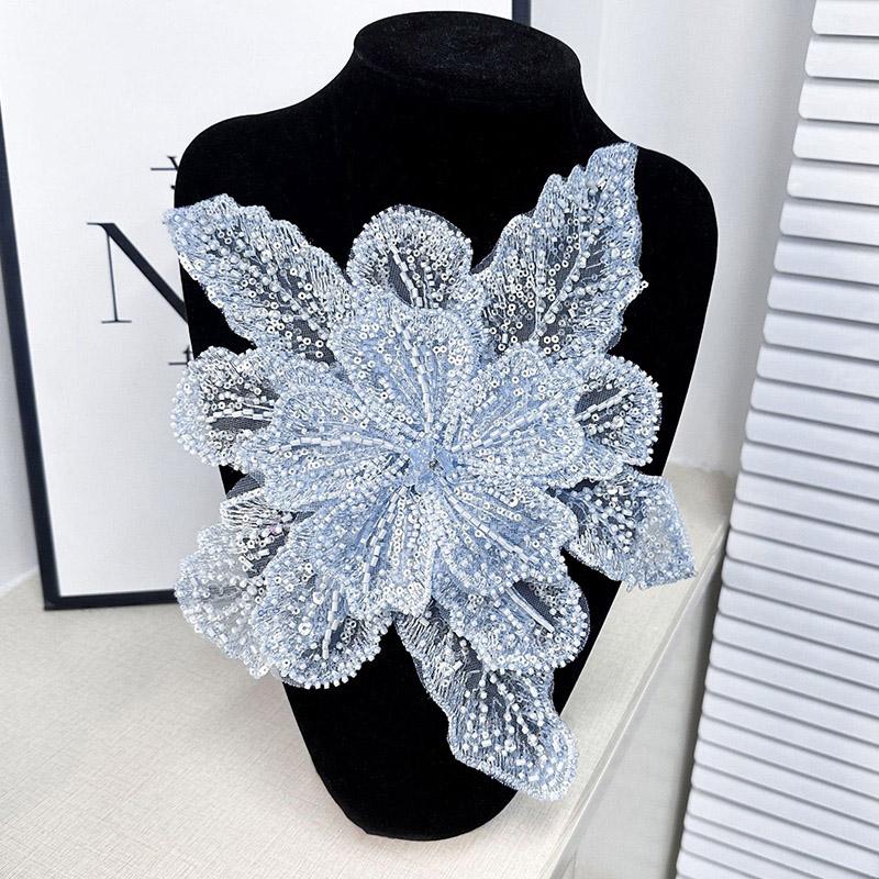 1PC Corsage Multi Layer Polyester Handmade Cloth Sticker Sequin Applique Clothing Fabric Sewing Material