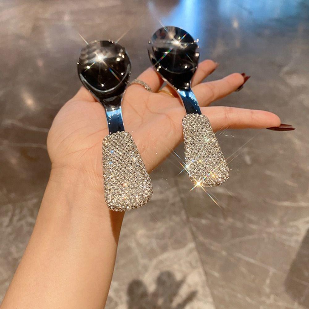 Portable Ice Cream Spoons Rhinestones Rice Spoons Easy To Clean Soup Spoons  Restaurant