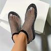 Women's Rhinestone Decor Flat Shoes, Casual Hollow Out Design Summer Shoes, Comfortable Slip On Shoes