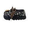 Leopard print broken diamond flat Mary Jane shoes cartoon platform fluffy shoes women's autumn and winter fashion versatile cotton shoes plush sing