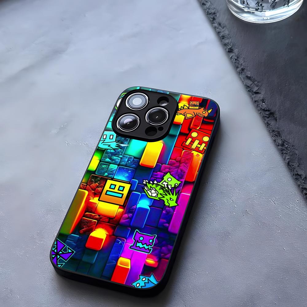 Geometry Dash Game Phone Case Tempered Glass For IPhone 17 13 14 16 12 15 11 Pro Max Plus Mini X XR SE2020 Coque