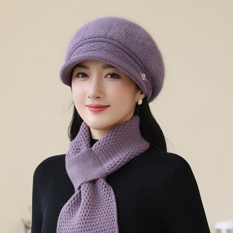 Winter Mother Hat Women's Fashion Wool Hat In The Elderly Cold Warm Rabbit Hair Knitted Hat