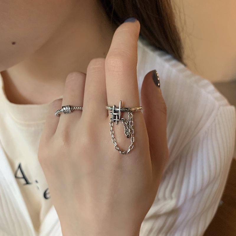 Korean-Japanese Twist Weave Star Tassel Adjustable Ring for Women