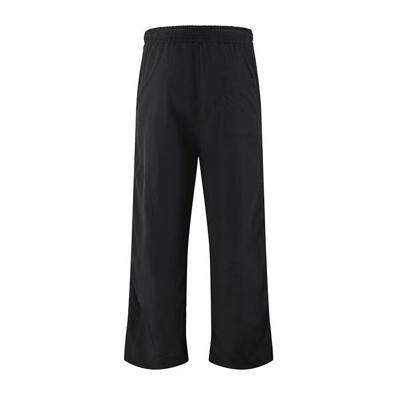 American straight casual pants men's and women's trend ins loose wide-leg trousers summer breathable elastic waist overalls