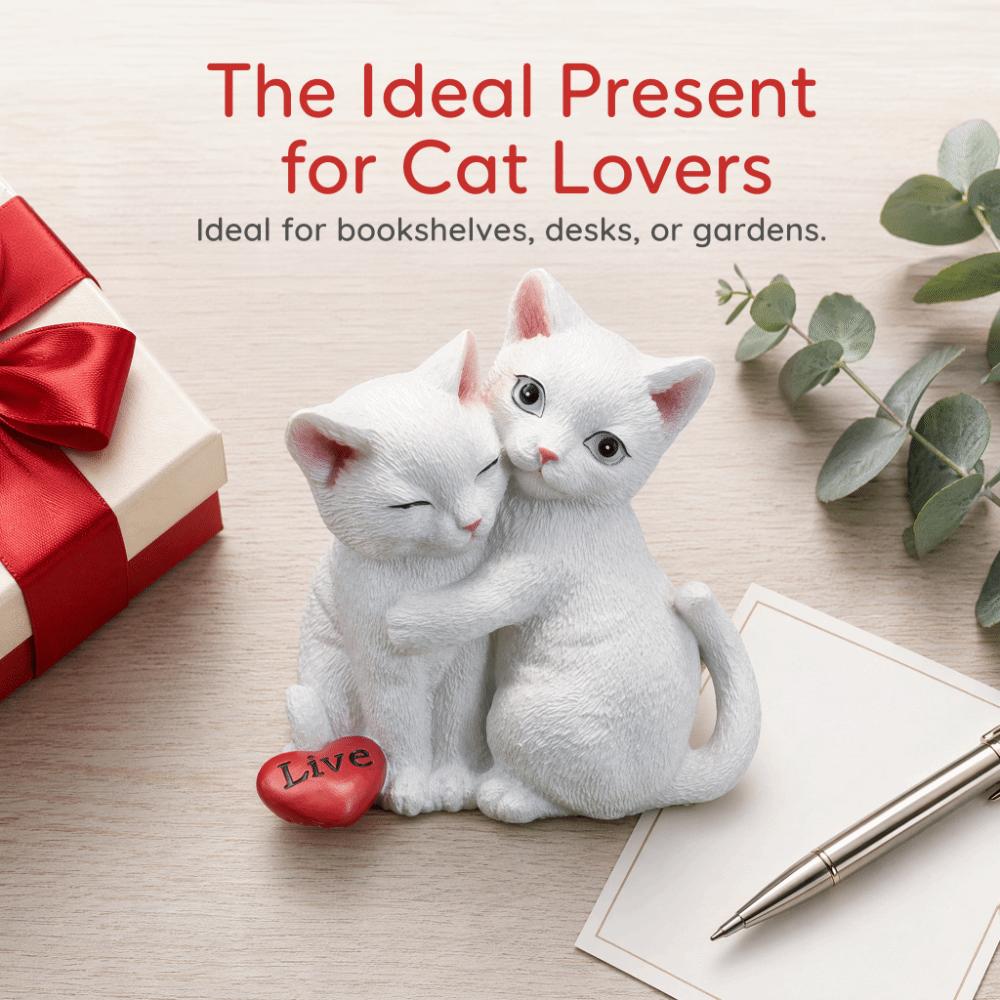 Stable Outer Coating Finish Resin Cat Figurine for Garden and Shelf