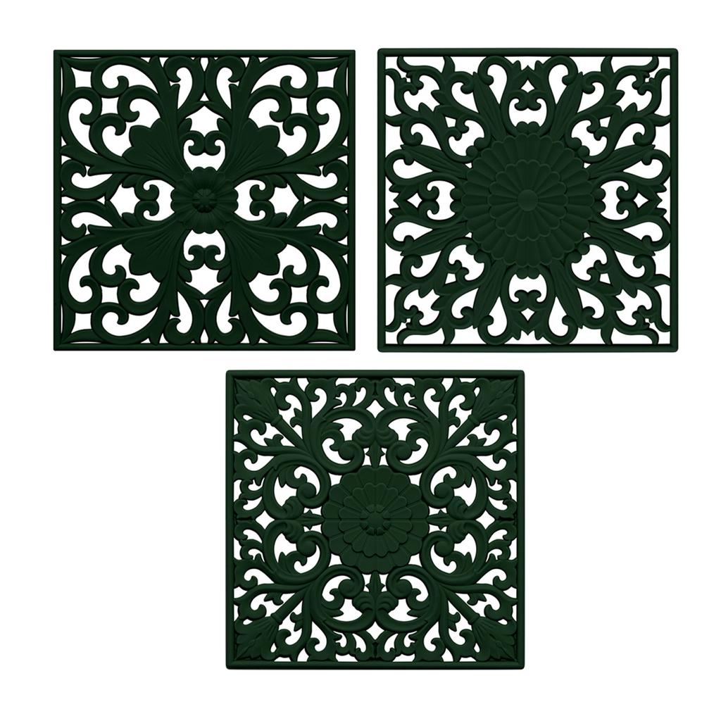 3Pcs/Set 18x18cm Scald Preventing Pot Holder Silicone Pad Hollow Flower Heat Insulation Square Mat