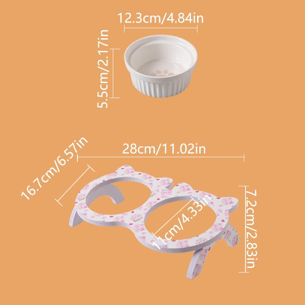 Cervical Protection Ceramic Cat Bowl with Stand Double Bowl Cat Feeding Dish  Water