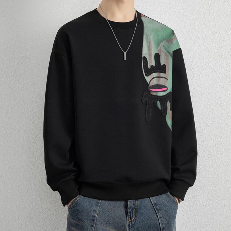 Men's American Retro Embroidered Long-Sleeve Pullover Sweatshirt