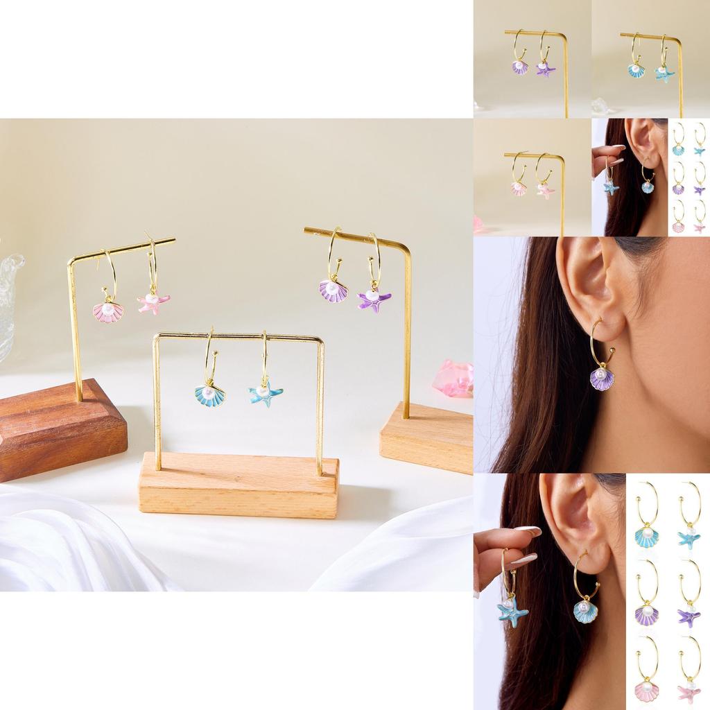 Elegant Shell Pearl Dangling Earrings For Women With Alloy And Summer Style