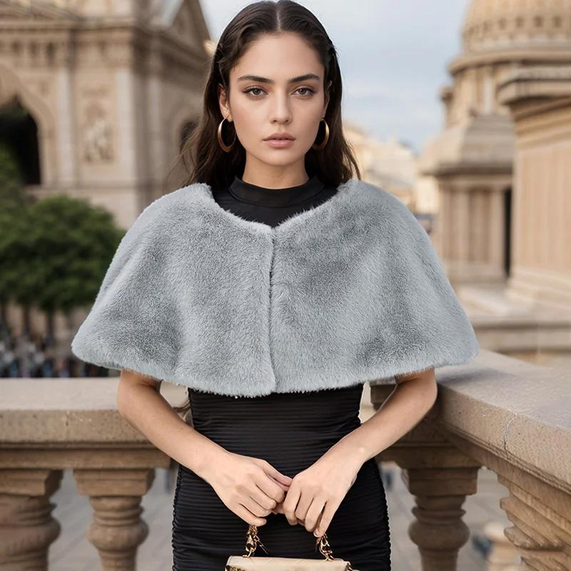 1Pc Polyester Fiber Wedding Dress Wedding Shawl Warm Scarf Dress Accessories Winter Long Hair Fur Shawl Cheongsam