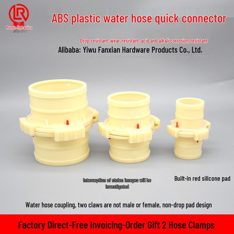 Durable ABS Plastic Quick-Connect Water Hose Connector, Corrosion & Drop Resistant, Available in Sizes: 1, 2, 3, 4 Inch.