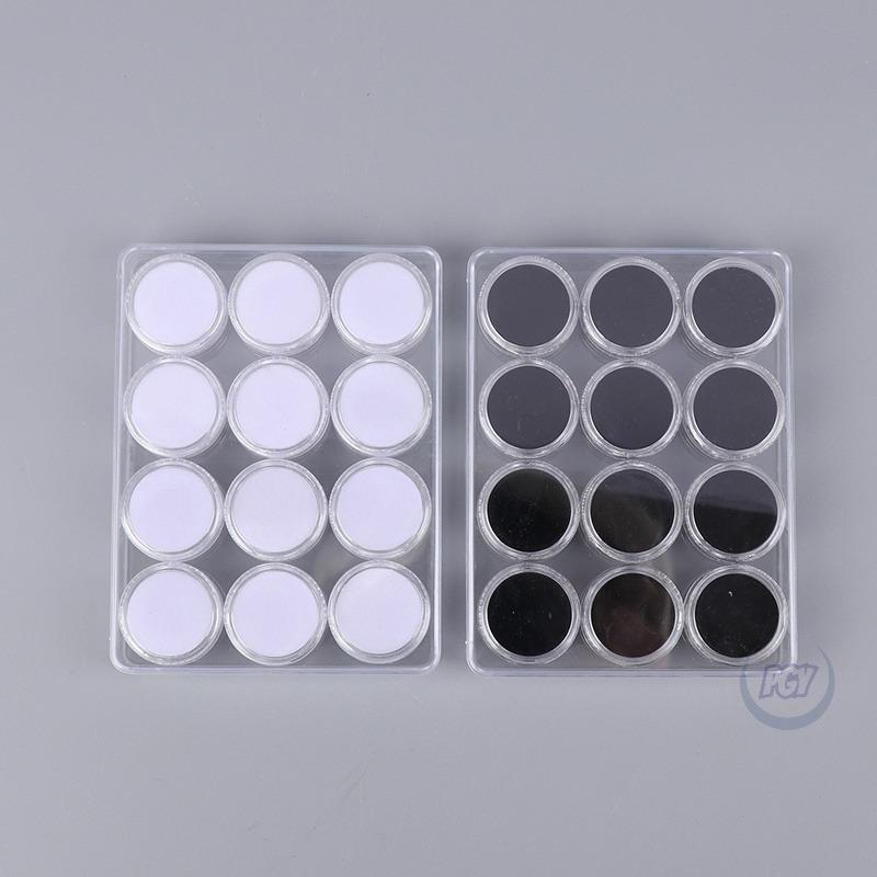 2Pcs Transparent Round Gemstone Display Collection Storage Box Jewelry Gems Loose Diamond Container Jar Organizer Tray Case&Lid