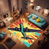 Soft Airplane Area Rug, Area Foldable Rectangular Rug, Cartoon Airplane Print Rug, Washable  Rug with Rubber Non-Slip Rug