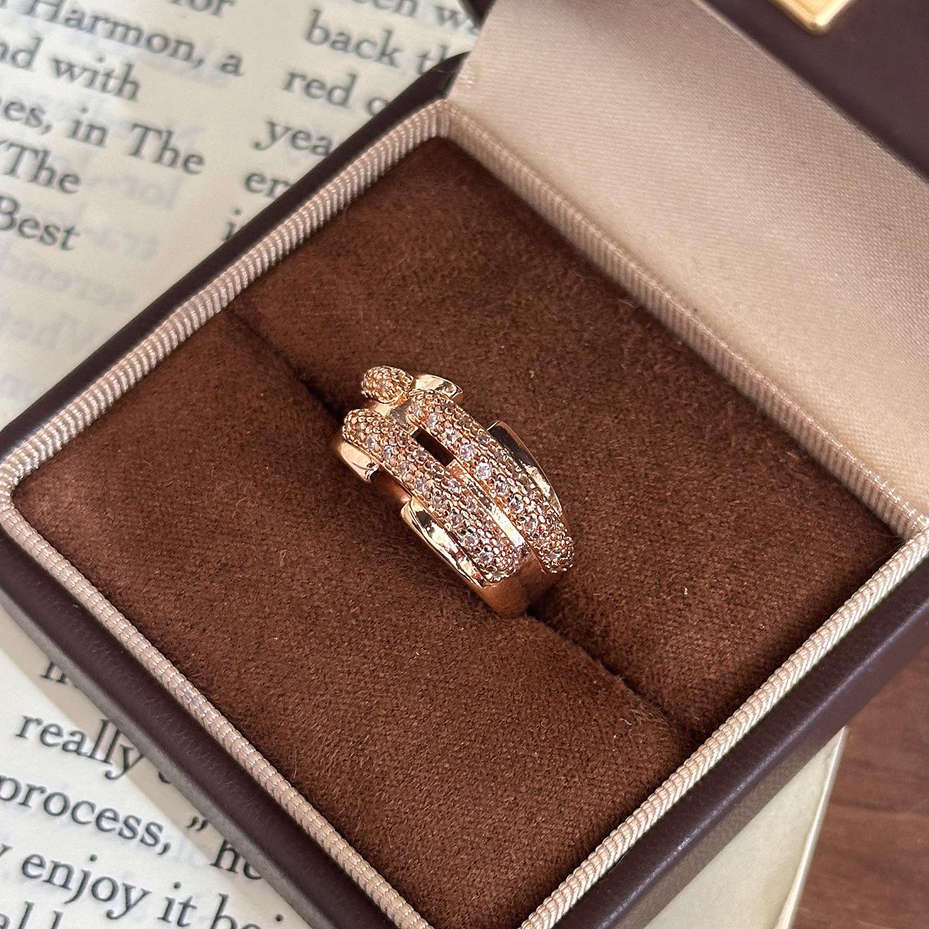 New flash diamond irregular splicing ring foreign style geometric opening ring ring